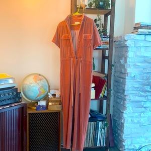 Jumpsuit Pink Crushed Velvet - S